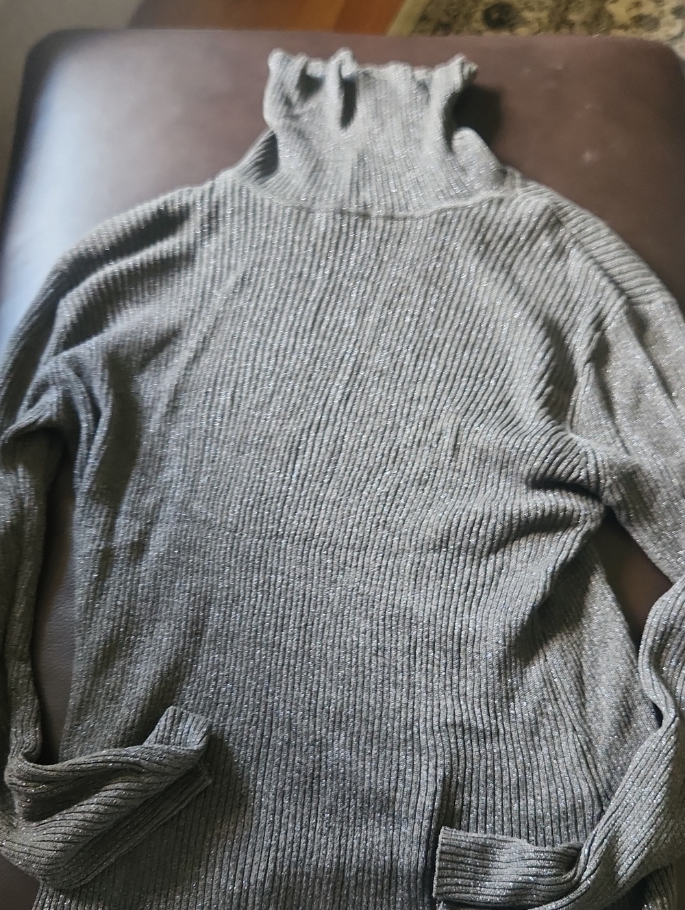 Joseph A. Sparkle Grey Silk Blend Turtleneck Sweater XL